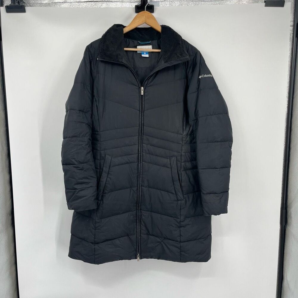 Columbia Jacket Black Faux Fur Neck Puffer Jacket Womens Size XL